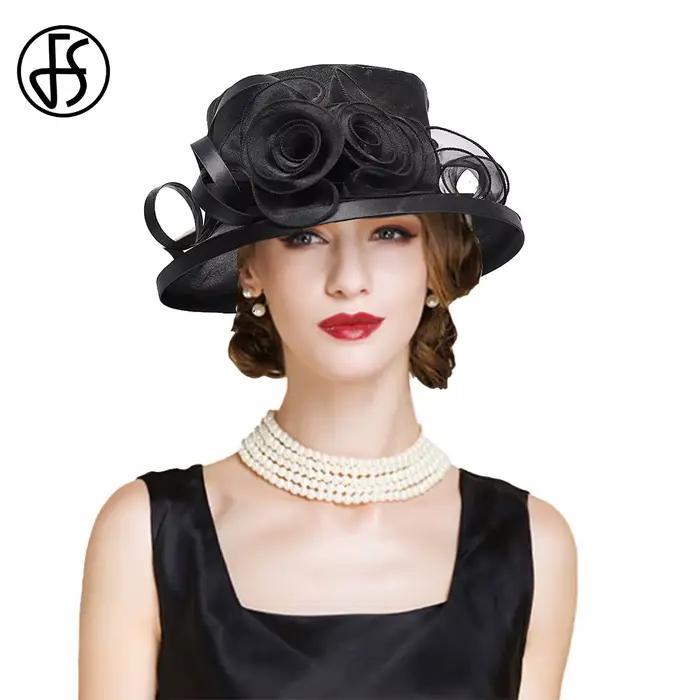 Chapeaux pare-soleil à dessus plat pour femmes, élastique 2024, fleur élégante, patients de mariage,