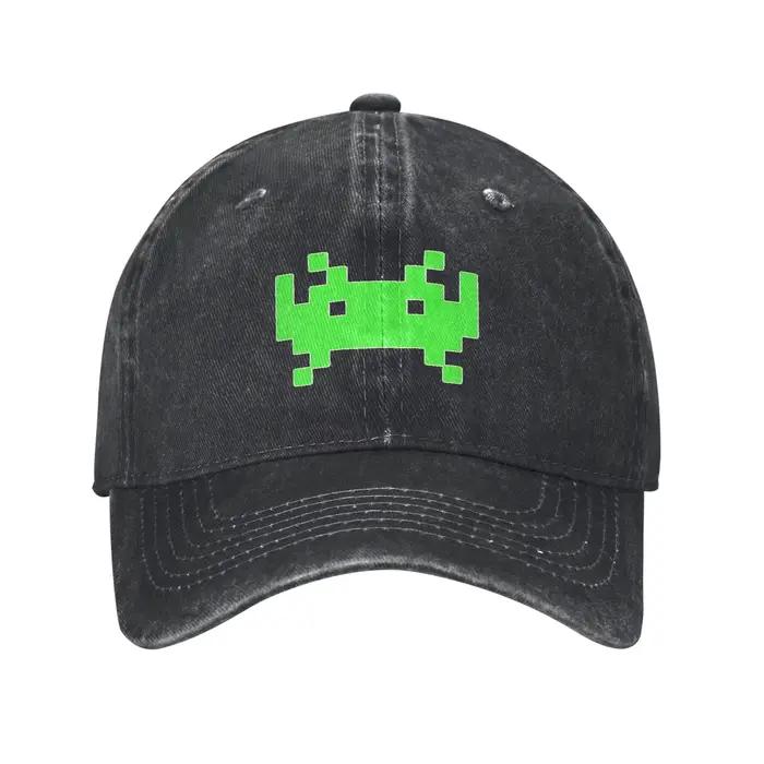 Casquettes de baseball Space Invaders, style rétro, en coton vieilli, casquette snapback 8 bits, sty