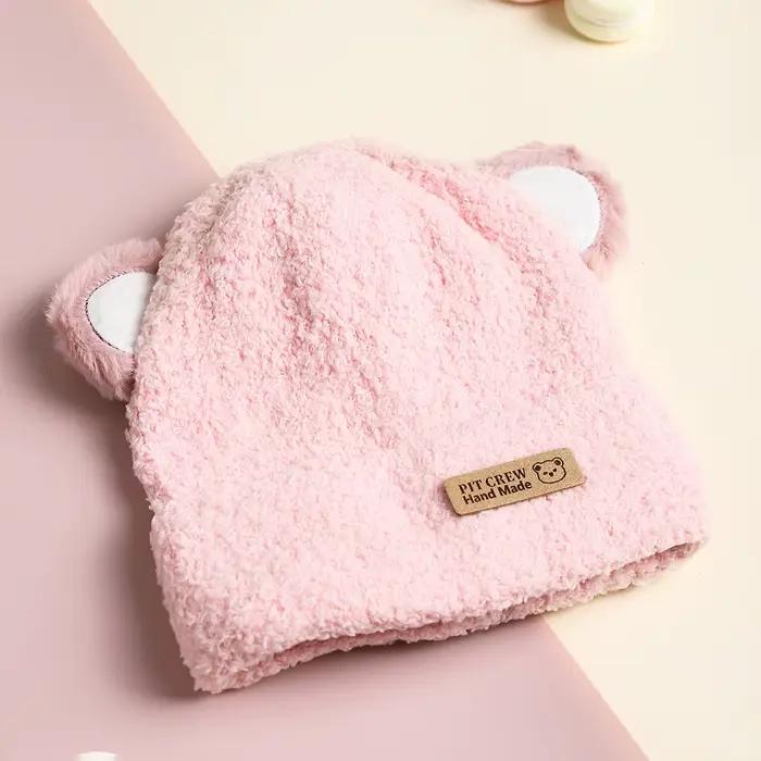 Bonnet pour bébé garçon, protection du cou, ours, coupe-vent, hiver, dessin animé, tricoté, chaud, p