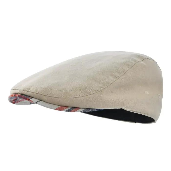 JANGOUL-Casquette plate en lin pour homme, chapeau classique ajustable, style gavroche, décontracté