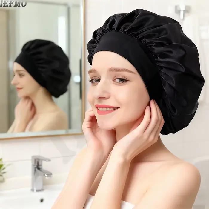 Bonnet en Satin de soie pour cheveux, Bonnet de sommeil, grande bande souple et large pour tresses d