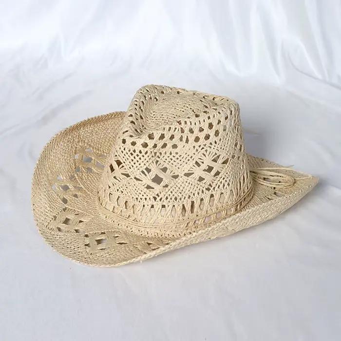 Chapeau de cowboy vert menthe fait main, chapeau de paille pour homme, idéal pour l'été, les voyages