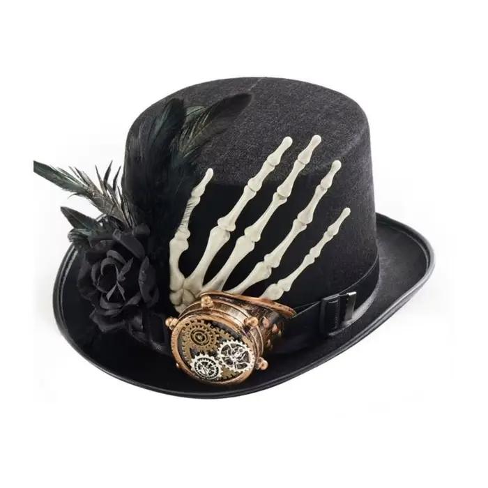 Chapeau haut-de-forme 39BB avec équipement, chapeaux plats élégants, Costume d'halloween Cosplay Bil