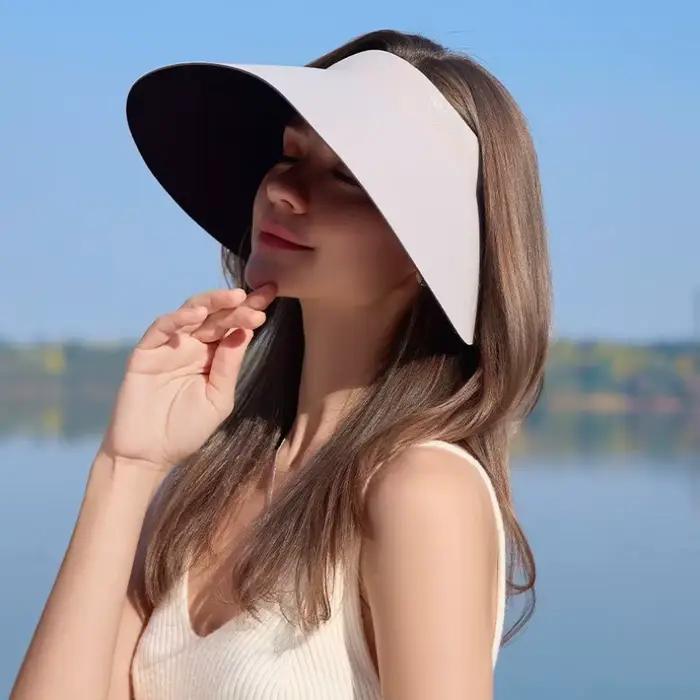 Chapeau de soleil pour femme, protection solaire et anti-UV, chapeau d'été intégré sans couture, cha