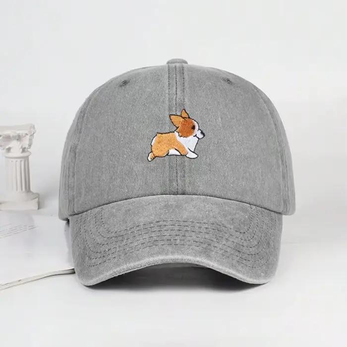 Casquette de baseball brodée corgi pour hommes et femmes, chapeau de protection solaire pour voyage 