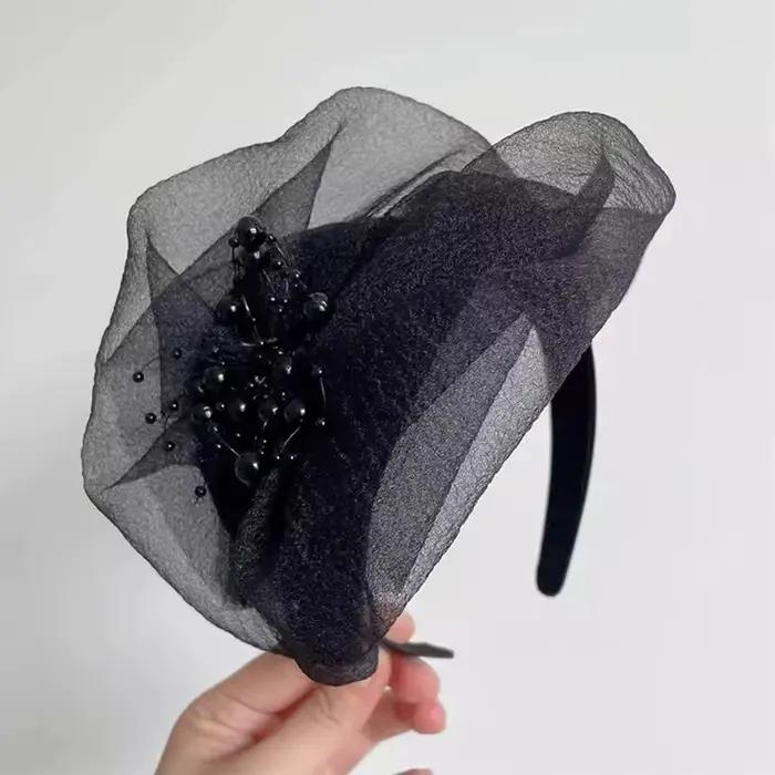 Bandeau demi-chapeau élégant, cerceau de cheveux rétro français, bandeau de fête pour femmes et fill