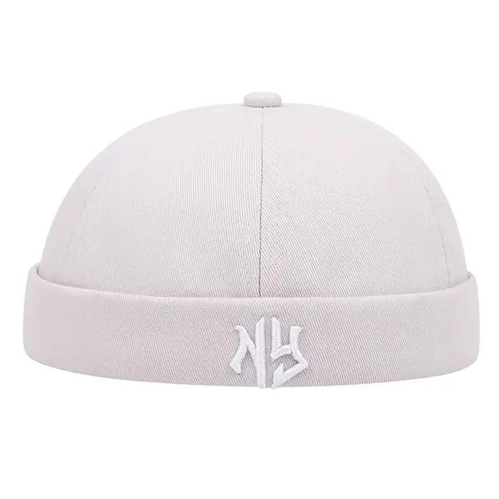 NY-Chapeau court brodé pour femmes et hommes, tendance rétro, sans bord, chapeau polyvalent en peau 