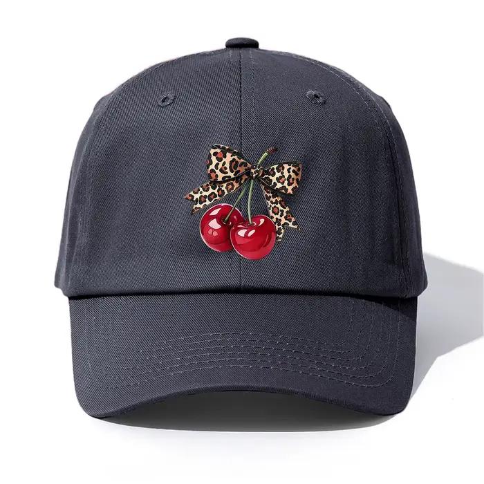 Casquette de Baseball imprimée cerise avec nœud pour adultes, chapeau de papa réglable et doux, Styl