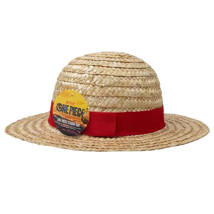 1 pièce Chapeau de paille Luffy officiellement sous licence, en paille tressée authentique avec band