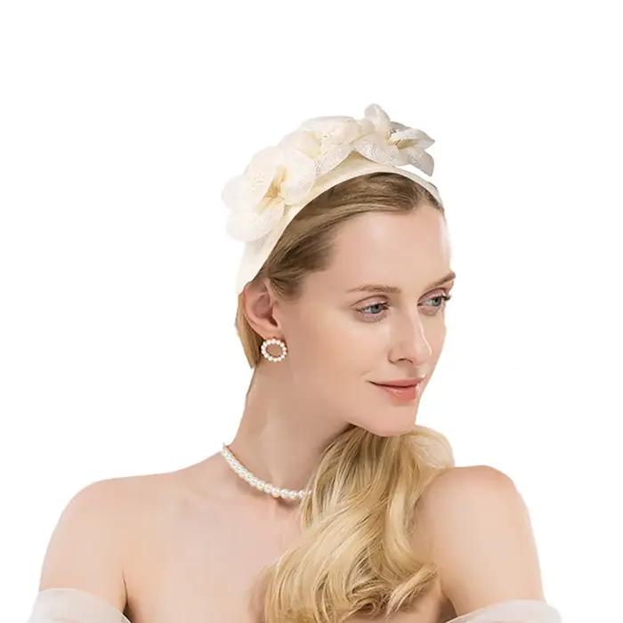 Sinamay – casquette Derby rouge élégante pour femmes, chapeau de luxe à fleurs, fascinateur pour cér
