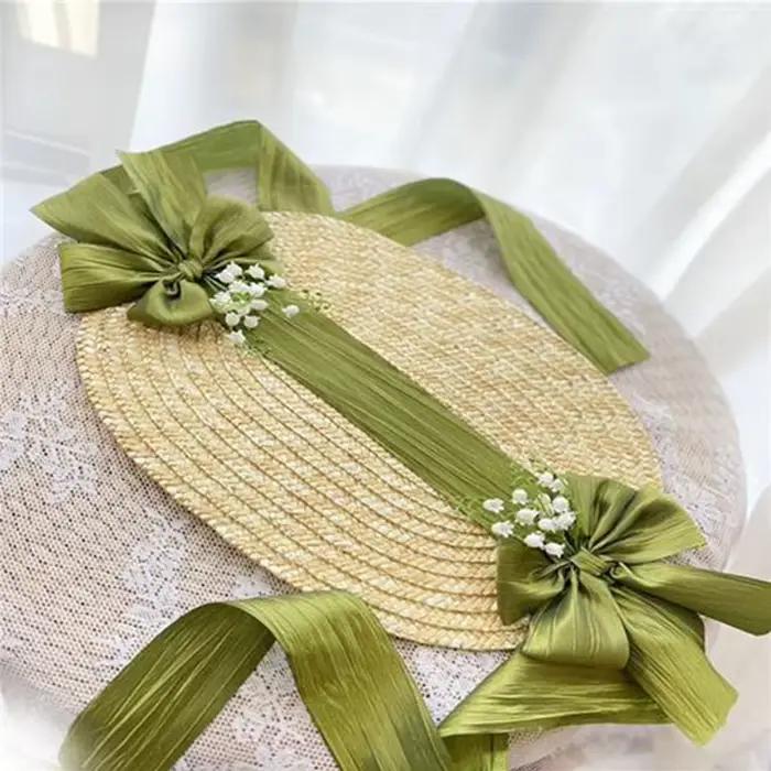 Bonnet victorien pour femmes, fête de thé, mariage, fait à la main, Lolita, rétro, fleur verte, nœud