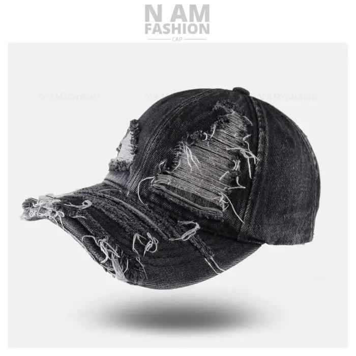 Casquettes de baseball en denim rétro déchiré pour hommes et femmes, casquette polyvalente décontrac