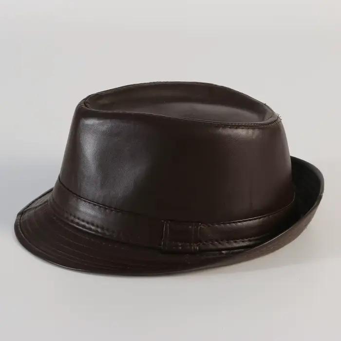 Fedoras cadeaux en cuir PU pour personnes d'âge moyen et âgées automne et hiver loisirs de plein air