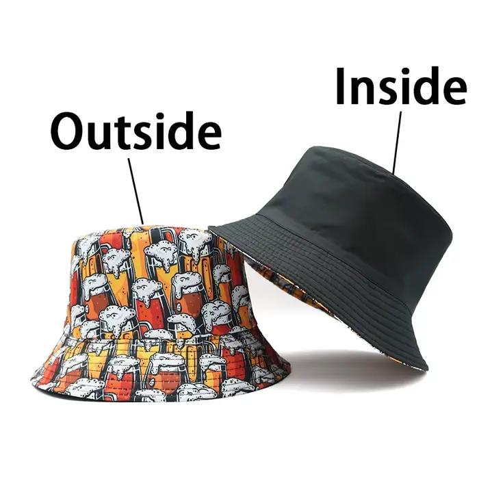 Bocca bière impression seau chapeau dessin animé motif pêcheur chapeaux Double côtés Panama casquett