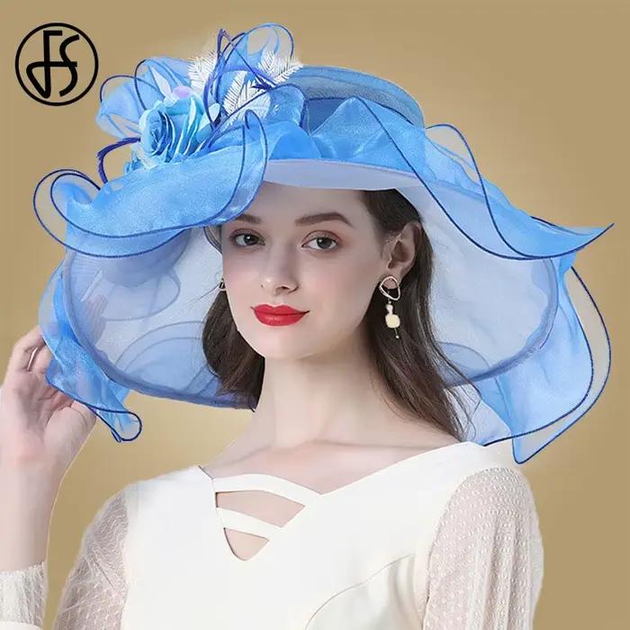 Chapeaux Fascinateurs à fleurs élastiques pour femmes, tri Derby, chapeau de soleil en organza, gran