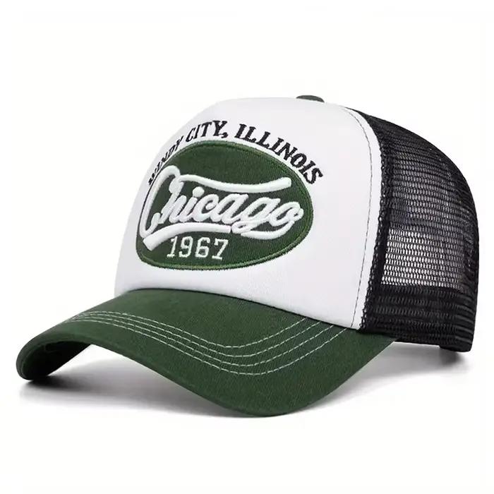 Nouvelle Casquette Hip Hop Tendance 2026 CHICAGO1967 Brodé, Casquette de Baseball Unisexe en Maille 