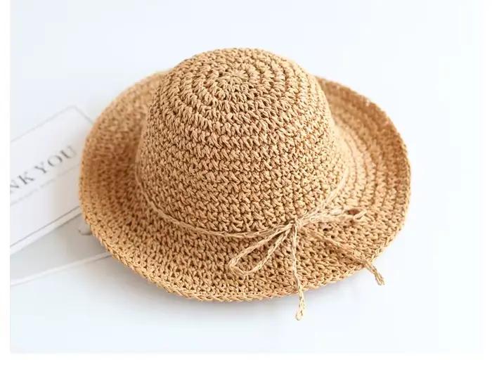Chapeau de paille Parent-enfant, nouvelle fille d'été décontractée, solide, pliable, à grand bord, c