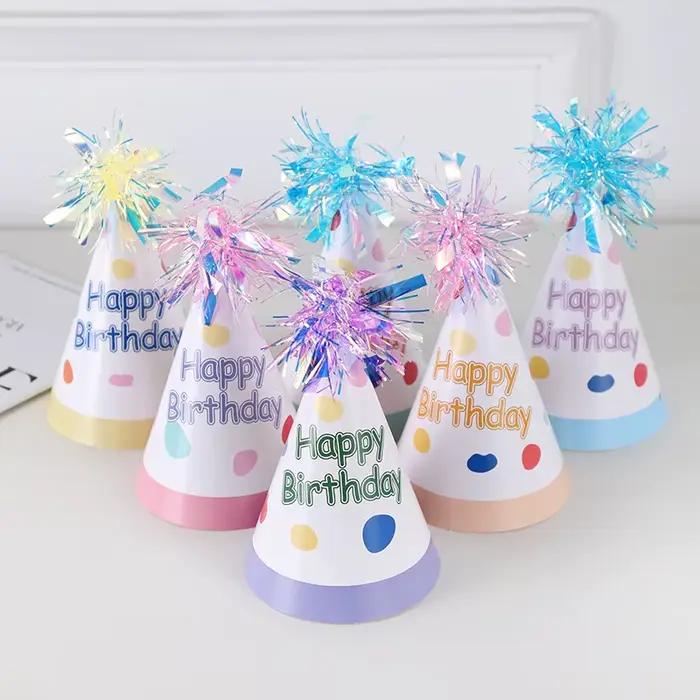 6 chapeaux en papier Joyeux Anniversaire pour garçons et filles, fournitures de décoration de fête d