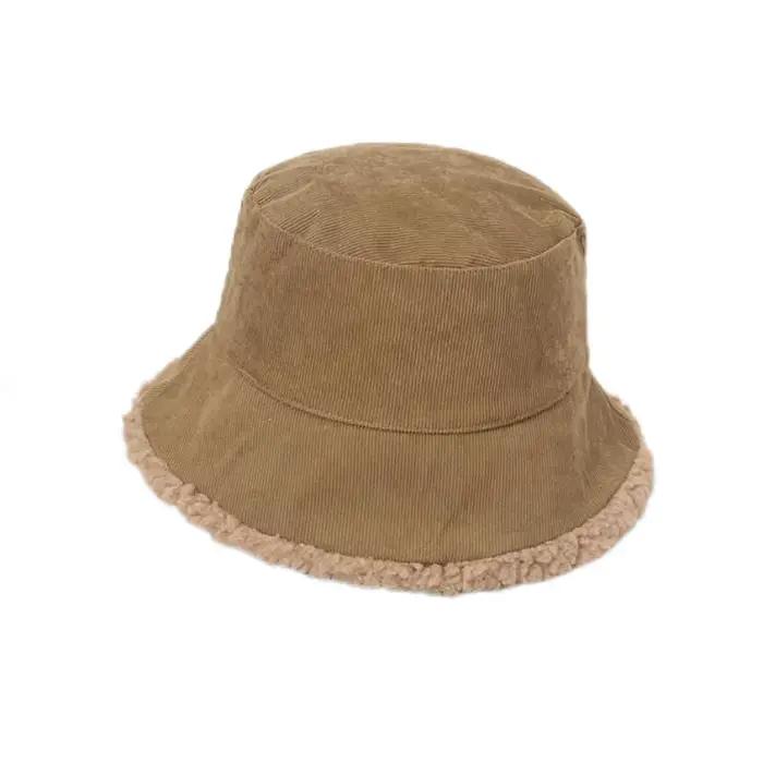Automne hiver nouveau chapeau de pêcheur enfants Double face épaissi laine d'agneau mode japonaise c