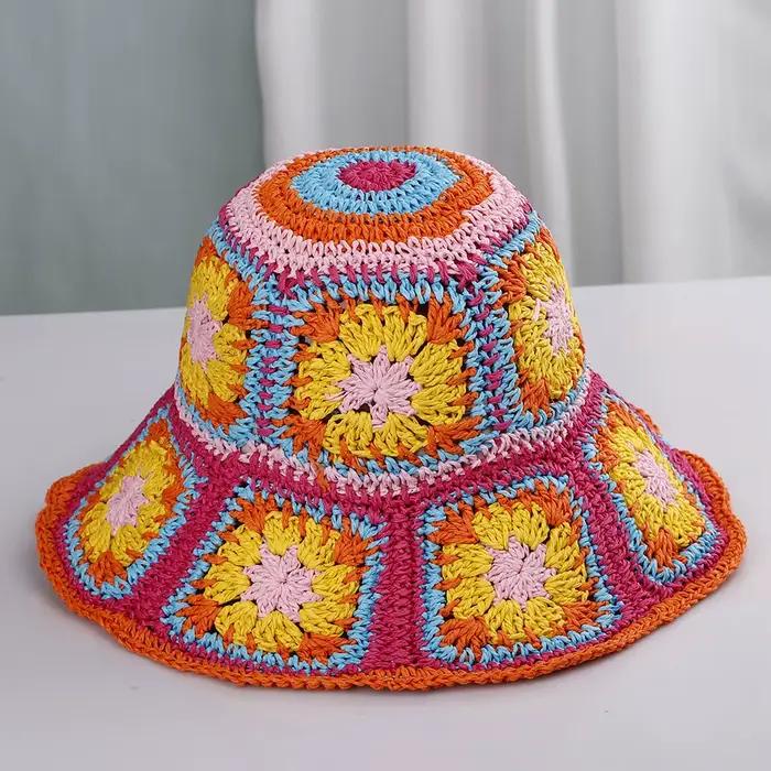 2025 nouveaux chapeaux de paille pour femmes chapeau au crochet chapeau seau Protection UV pare-sole