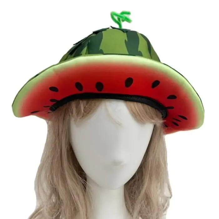 Chapeau de soleil créatif en forme de pastèque, confortable, mignon, à larges bords, doux, amusant, 