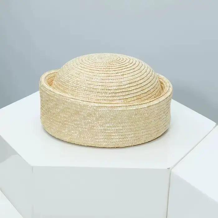 USPOP Chapeau d'été en paille pour femme, style vintage, tissé, forme dôme, chic et minimaliste
