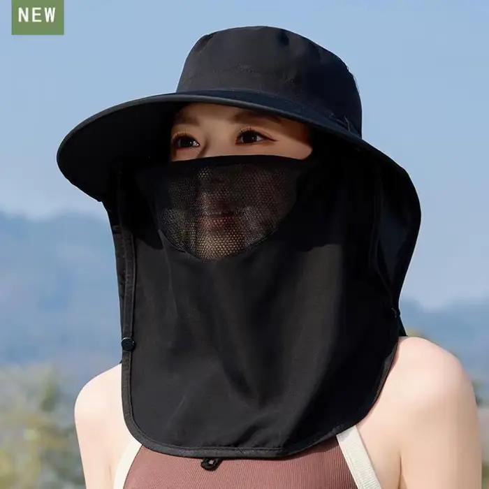 Chapeaux d'été pour femmes chapeau de soleil Protection Uv avec masque châle Protection solaire exté