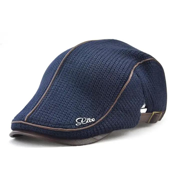 Chapeaux de béret au crochet pour hommes et femmes, casquette de papa Ivy, visières épaisses, laine,