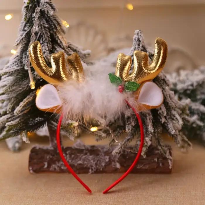 Dessin animé doux chapeau de noël cloches arc père noël femme en peluche cerceau de cheveux bandeau 