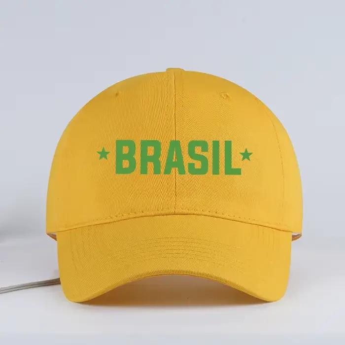 Casquette de baseball à visière souple imprimée « BRASIL » pour les supporters du Brésil – Chapeau d