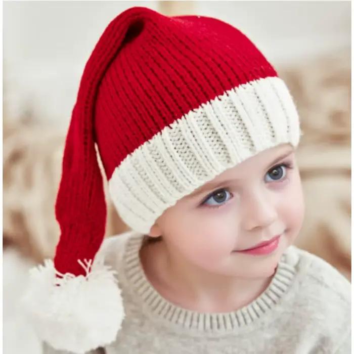 Chapeaux de Père Noël Chapeau en tricot assorti pour la famille Parent-enfant Pom Beanie Chapeau Win