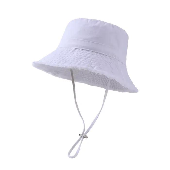 Chapeau Bob d'été pour Femme, Uni, à Large Bord, avec Cordon Anti-Vent, pour Filles, Activités de Pl