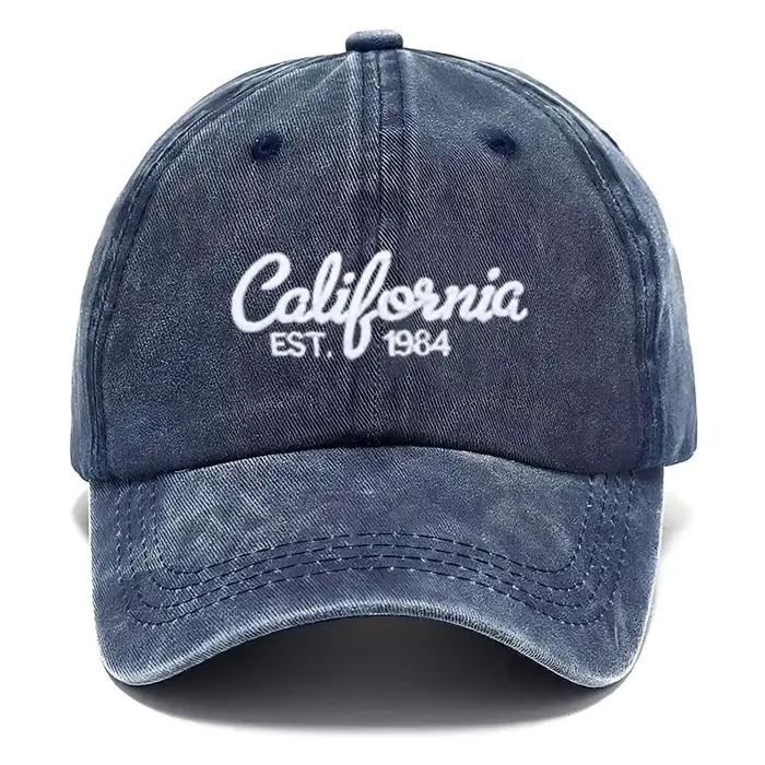 Casquette de baseball en coton brodée Californie unisexe vintage délavée, casquette snapback décontr