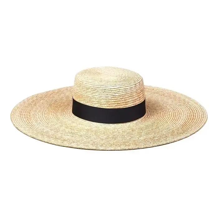 Chapeaux de paille à large bord pour femmes, chapeau de plage surdimensionné pour l'été, protection 