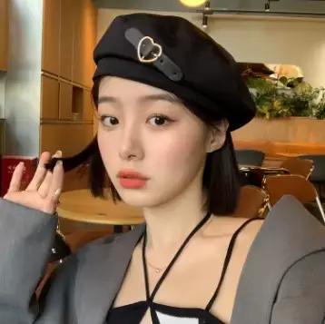 Béret japonais Harajuku Y2 mode Lolita chapeau JK chapeau fille béret mignon PU chaîne coeur amour l