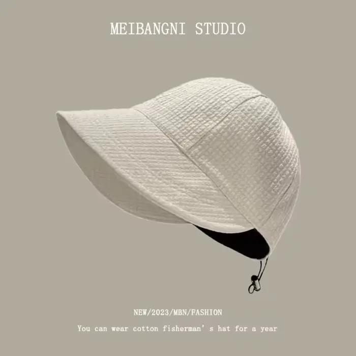 Chapeau de soleil décontracté en tissu gaufré, pliable, anti-UV, à séchage rapide, à large bord, pou