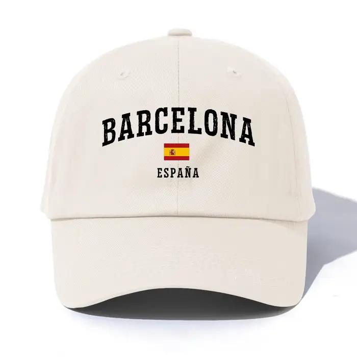 Casquette de baseball imprimée BARCELONA pour adultes, style rétro minimaliste, décontractée, douce 