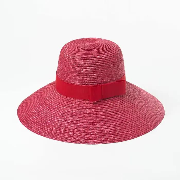 Chapeau de paille coloré avec nœud décoratif, mode décontractée, pot de paille, ombrage de voyage en