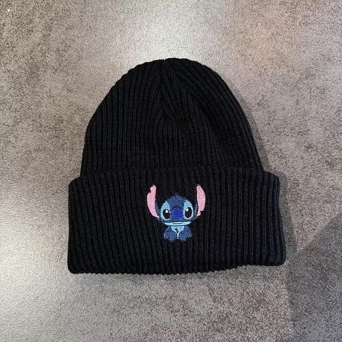 Chapeau en tricot point de dessin animé, casquette Benie brodée, mignon, unisexe, chaud, extensible,