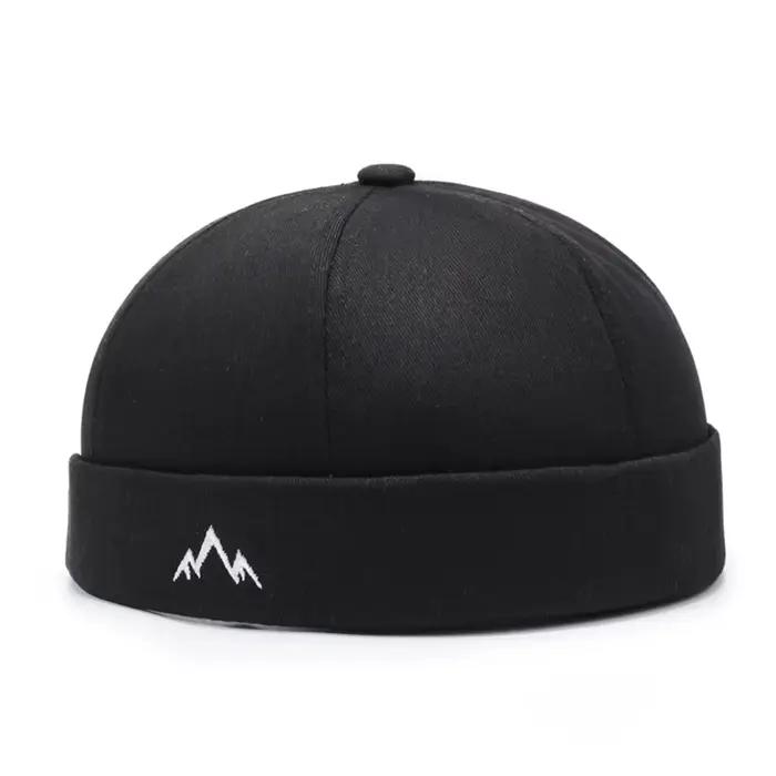 Casquette Docker brodée tendance, sans visière, couleur unie, en coton, style melon, streetwear, hip