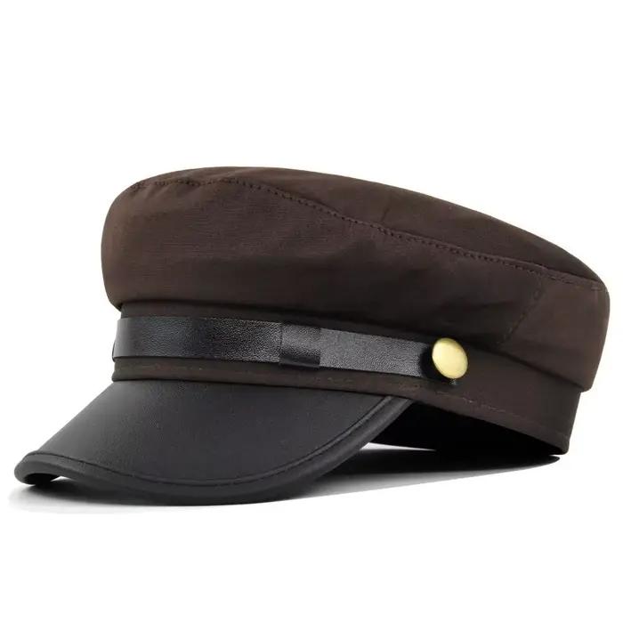 Casquette marine de style britannique, casquette militaire plate, chapeau octogonal, chapeau plat, b