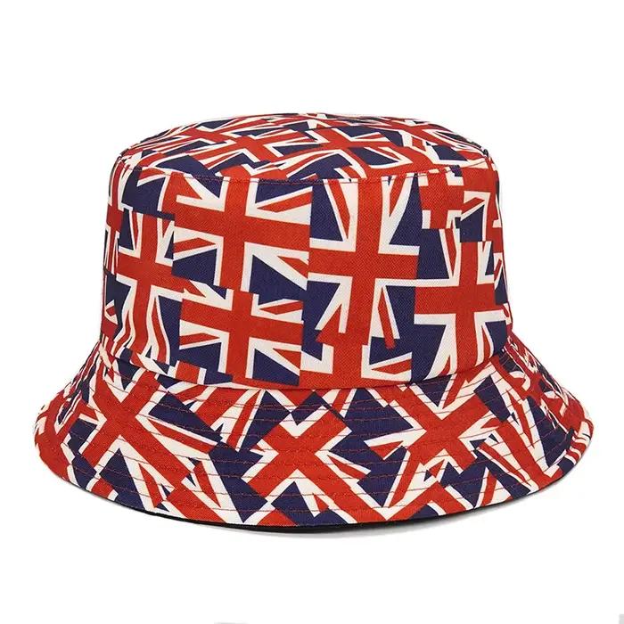 Bocca – chapeau seau Double face imprimé drapeau britannique, casquette réversible, unisexe, pliable