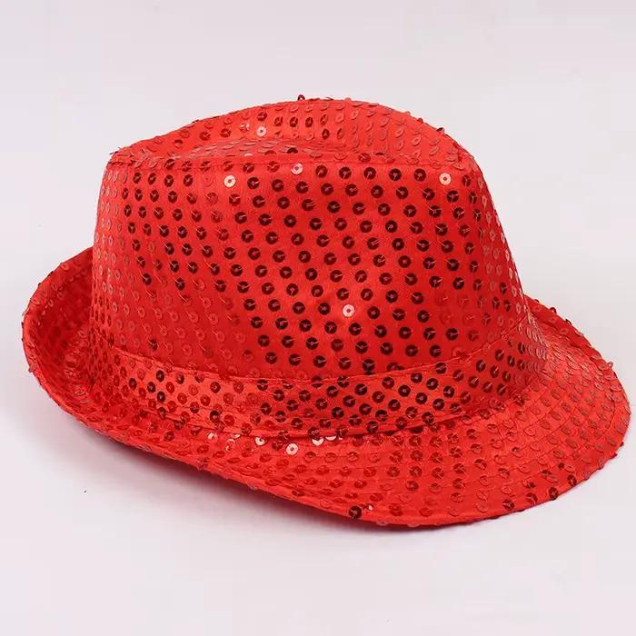 Chapeau Hip-hop à paillettes pour spectacle sur scène, chapeau de Jazz pour spectacle de danse pour 