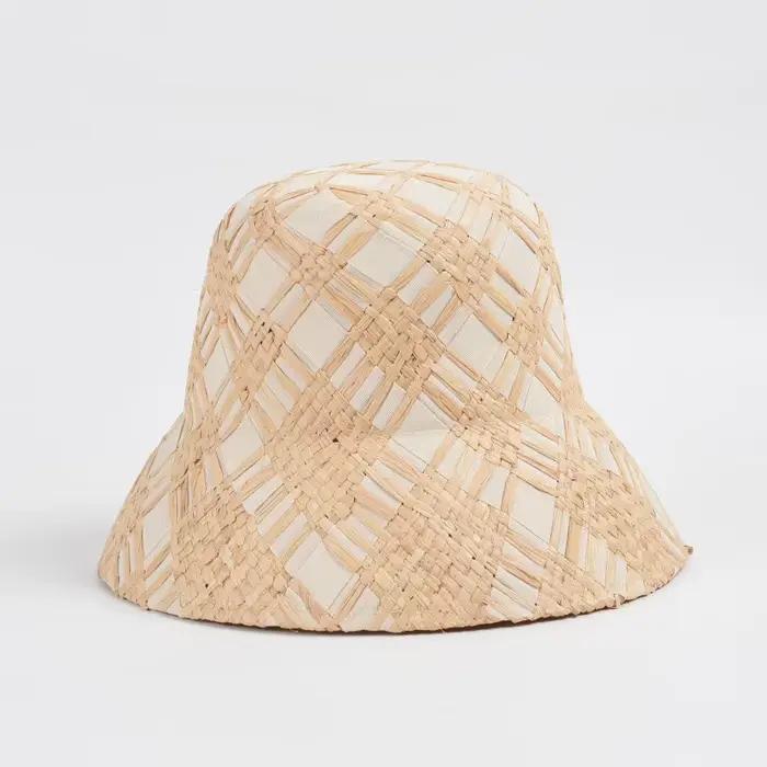 Chapeau de paille en raphia pour femmes, chapeau de soleil UV pliable, crochet de luxe, casquette de