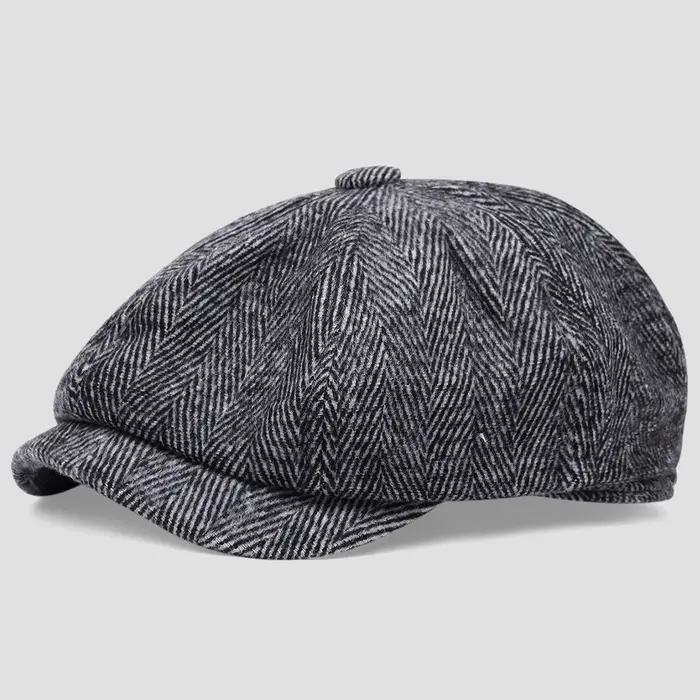 Casquettes de journal rétro en daim pour hommes, chapeau octogonal d'extérieur, à la mode, pour pein