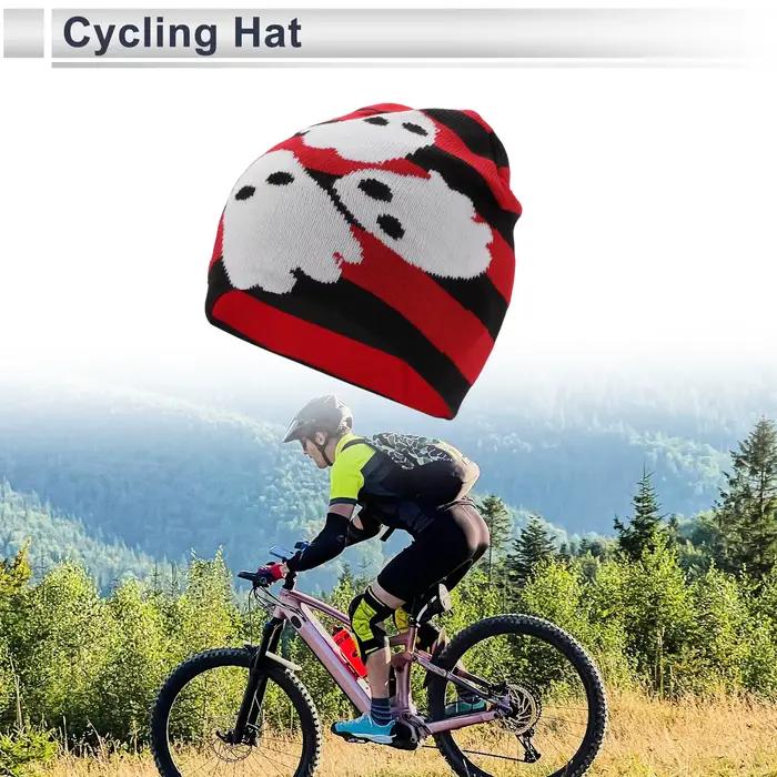 X Autohaux chapeau de cyclisme chaud confortable blanc cinq motifs rouge noir 7.87 "x 8.66" 1 pièce
