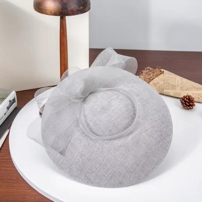 Chapeau français à large bord pour femmes, chapeau de fête de thé élégant avec nœud Vintage, chapeau