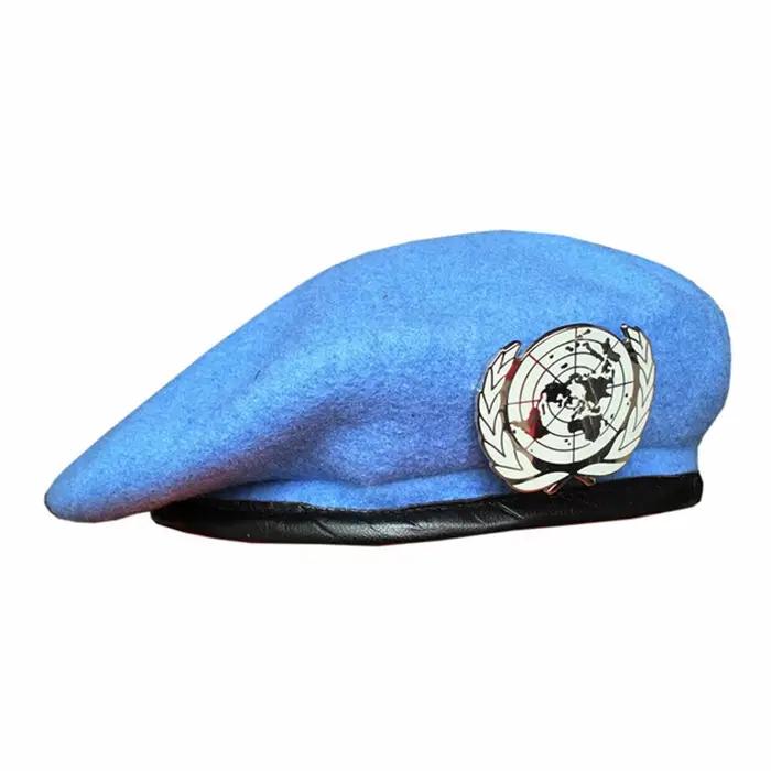 Béret bleu UN, casquette de Force de maintien de la paix des Nations unies, chapeau militaire avec B
