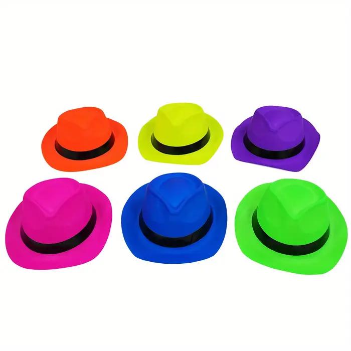 Chapeaux de fête de Style mafia néon, 12 pièces, chapeaux habillés lumineux pour anniversaire d'anni