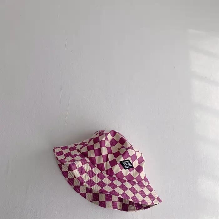 Chapeau seau à motif damier pour enfants, mignon, à carreaux, pour bébés garçons et filles, chapeau 